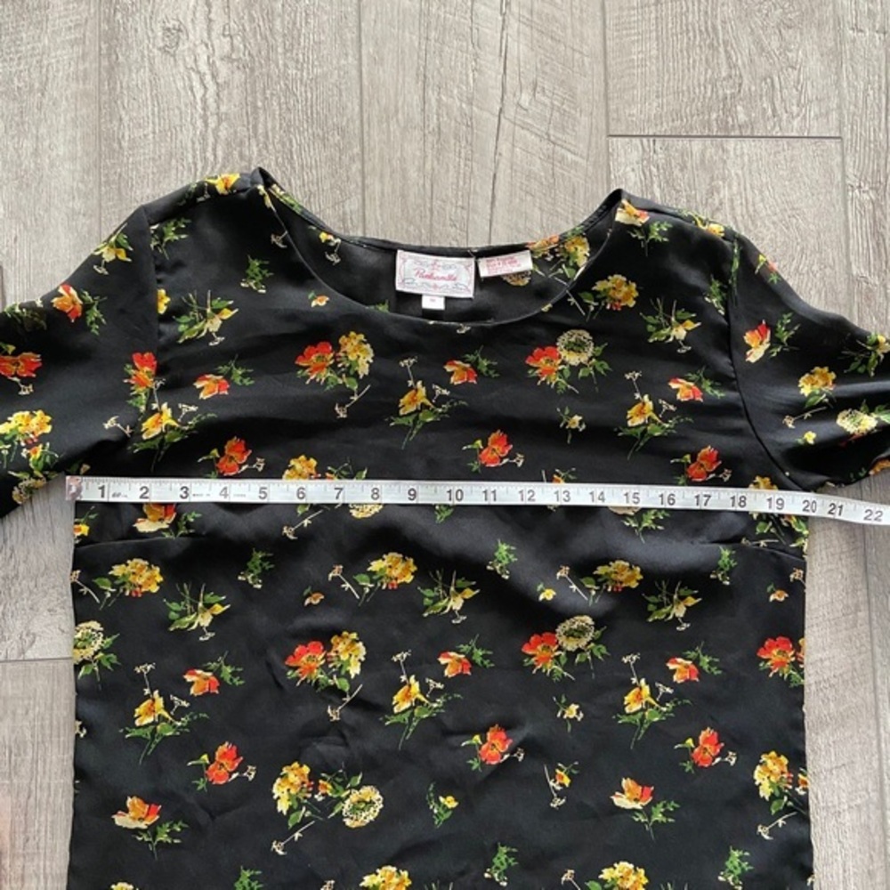 Panhandle Womens White Label 3 Tier Flounce Bell Sleeve Floral Top Size M Black - Picture 2 of 8